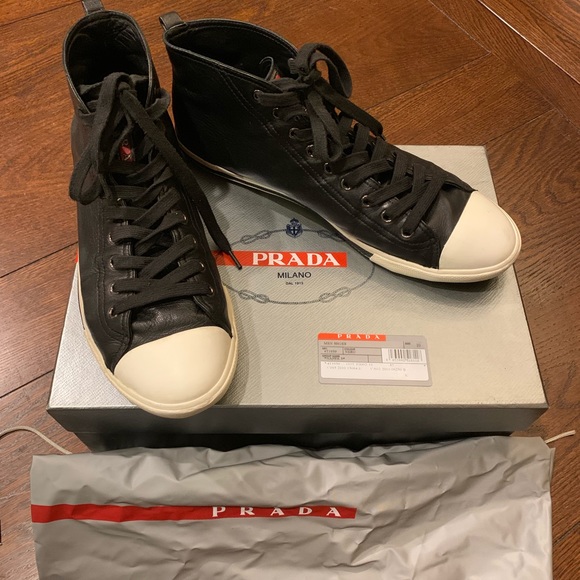 Prada Other - Prada Leather High Top Sneakers